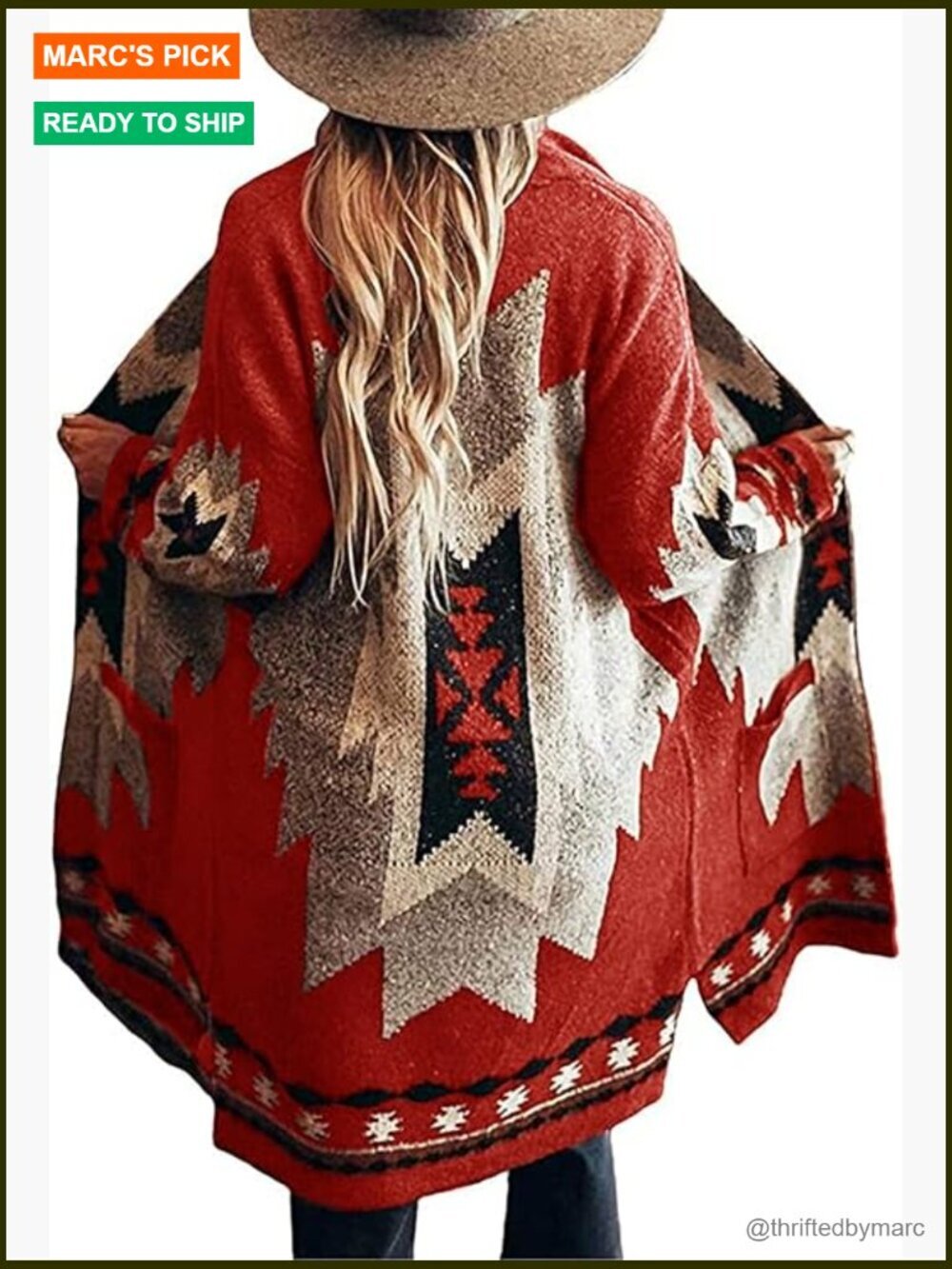 Womens Vintage Tribal Knitted Cardigan Sweater Coat Western Casual Open Front